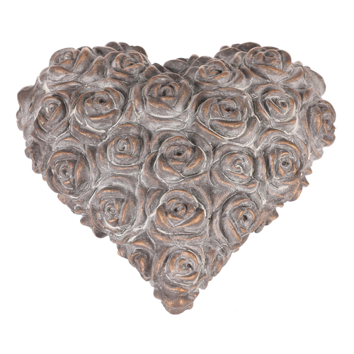 Srdce s růžemi - betonové, antracitově šedé