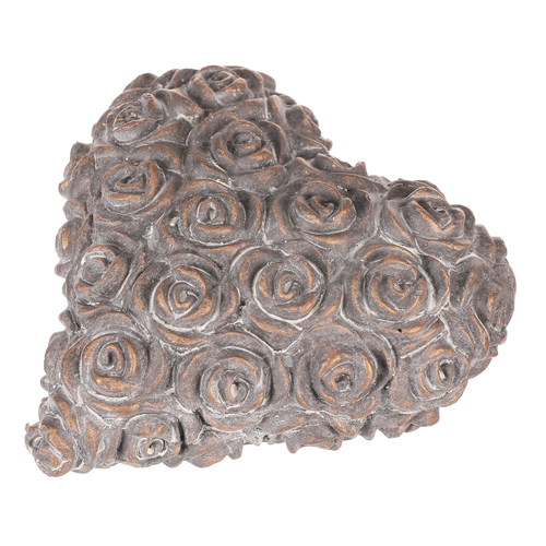 Srdce s růžemi - betonové, antracitově šedé