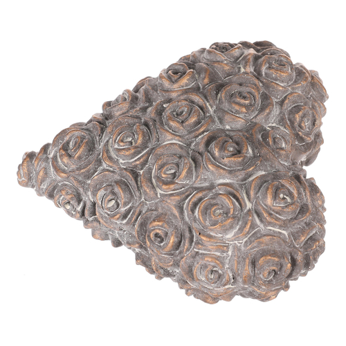 Srdce s růžemi - betonové, antracitově šedé