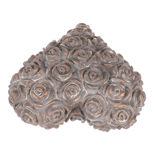 Srdce s růžemi - betonové, antracitově šedé