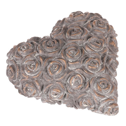 Srdce s růžemi - betonové, antracitově šedé