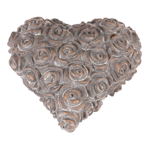 Srdce s růžemi - betonové, antracitově šedé