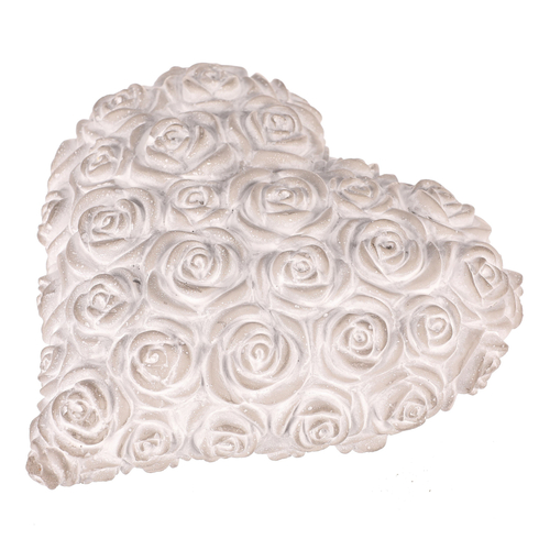 Srdce s růžemi - betonové, šedé