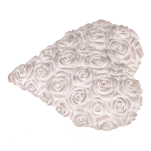 Srdce s růžemi - betonové, šedé