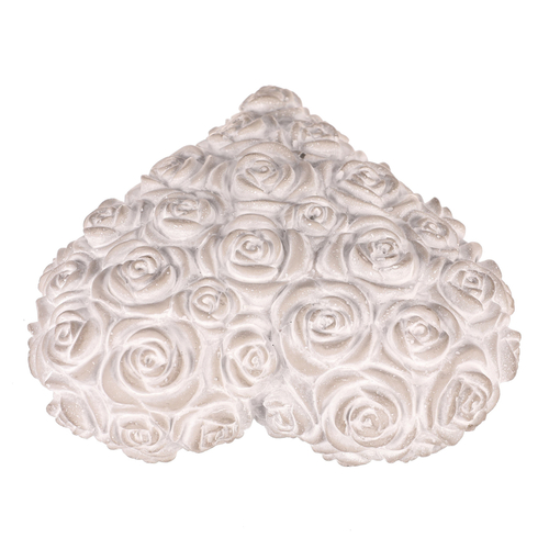 Srdce s růžemi - betonové, šedé