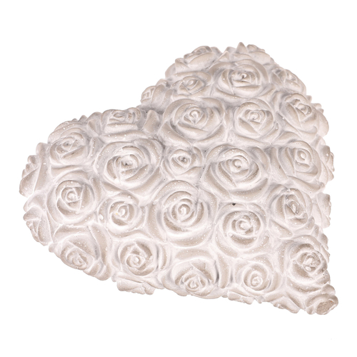 Srdce s růžemi - betonové, šedé