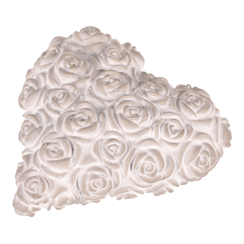 Srdce s růžemi - betonové, šedé