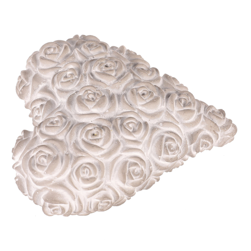 Srdce s růžemi - betonové, šedé