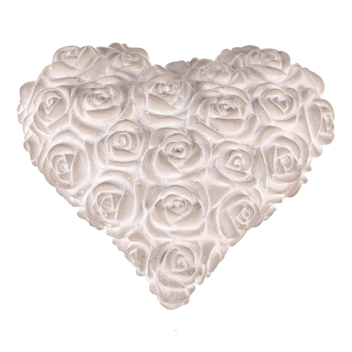 Srdce s růžemi - betonové, šedé