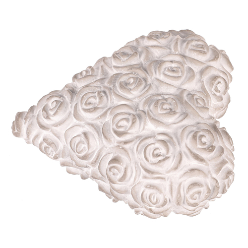 Srdce s růžemi - betonové, šedé