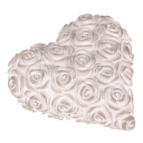 Srdce s růžemi - betonové, šedé