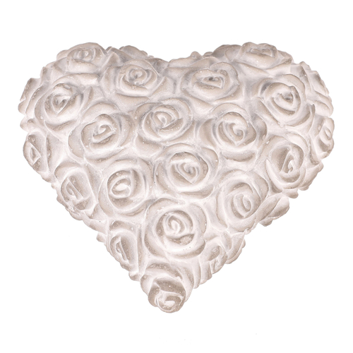 Srdce s růžemi - betonové, šedé