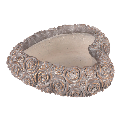 Obal na květiny - srdce s růžemi, beton, antracitově šedý