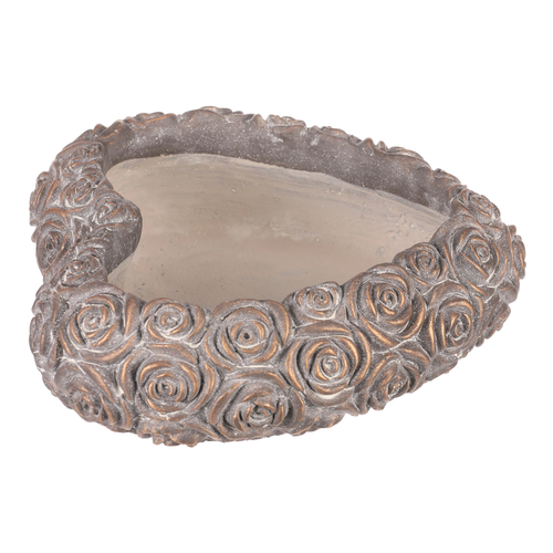 Obal na květiny - srdce s růžemi, beton, antracitově šedý