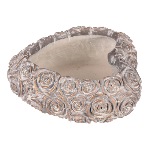 Obal na květiny - srdce s růžemi, beton, antracitově šedý