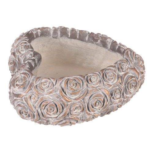 Obal na květiny - srdce s růžemi, beton, antracitově šedý