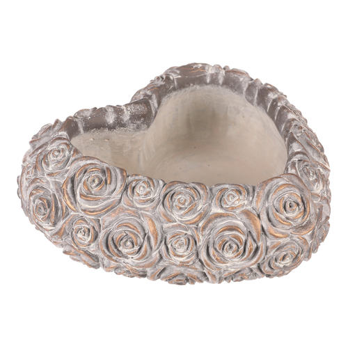 Obal na květiny - srdce s růžemi, beton, antracitově šedý