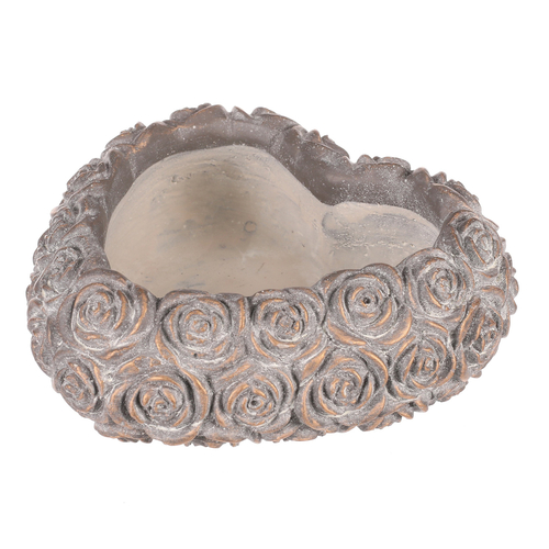 Obal na květiny - srdce s růžemi, beton, antracitově šedý