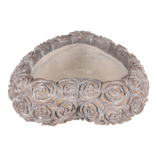 Obal na květiny - srdce s růžemi, beton, antracitově šedý