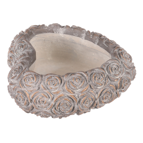 Obal na květiny - srdce s růžemi, beton, antracitově šedý