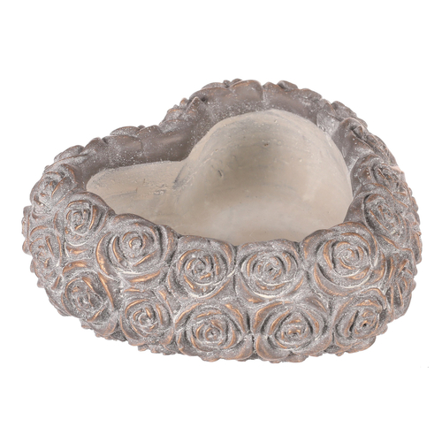 Obal na květiny - srdce s růžemi, beton, antracitově šedý