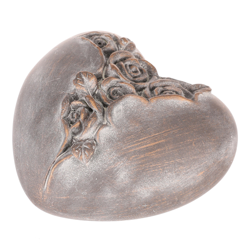 Srdce s růží - betonové, pietní, antracitově šedé