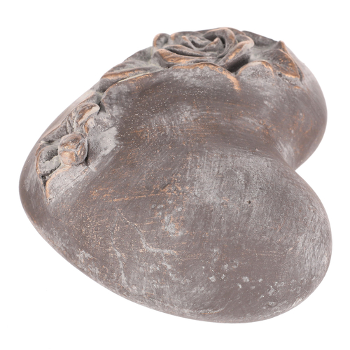 Srdce s růží - betonové, pietní, antracitově šedé