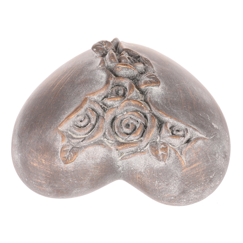 Srdce s růží - betonové, pietní, antracitově šedé