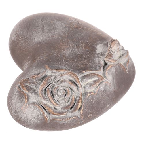 Srdce s růží - betonové, pietní, antracitově šedé