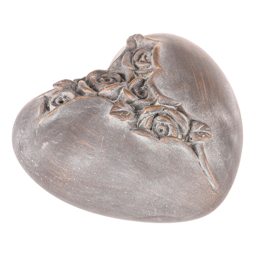 Srdce s růží - betonové, pietní, antracitově šedé