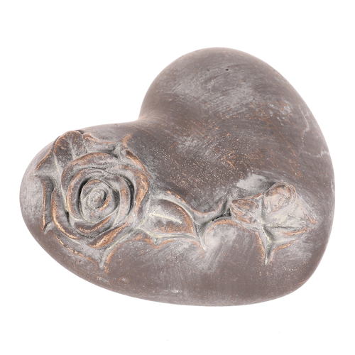 Srdce s růží - betonové, pietní, antracitově šedé