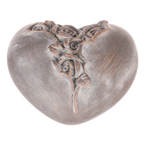 Srdce s růží - betonové, pietní, antracitově šedé