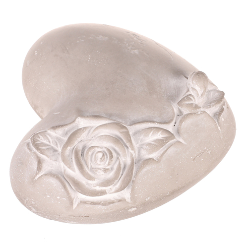 Srdce s růží - betonové, pietní, šedé