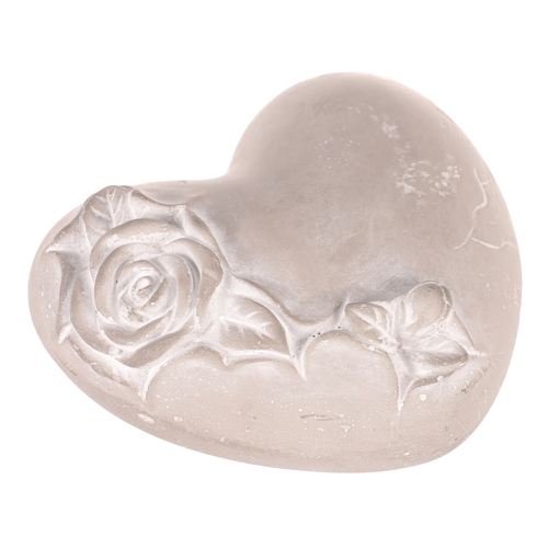 Srdce s růží - betonové, pietní, šedé