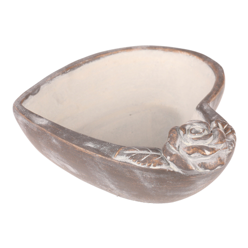 Obal na květiny - srdce s růží, beton, antracitově šedý