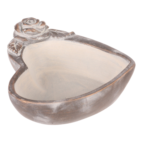 Obal na květiny - srdce s růží, beton, antracitově šedý