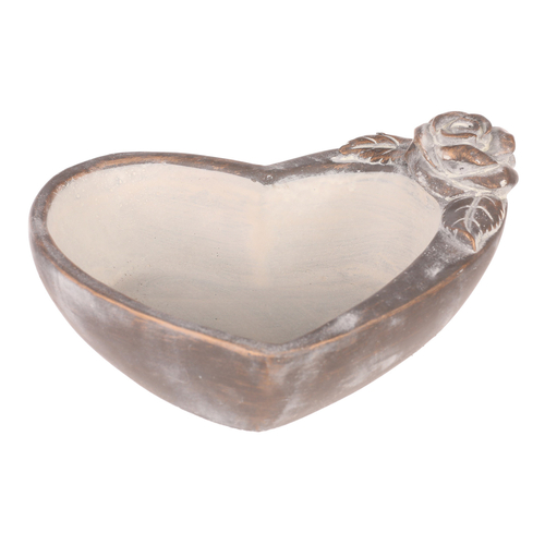 Obal na květiny - srdce s růží, beton, antracitově šedý