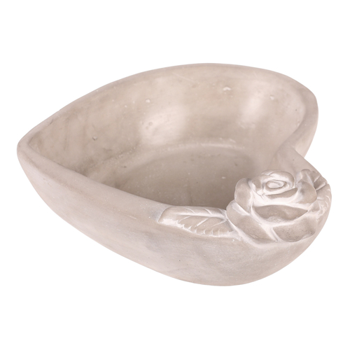 Obal na květiny - srdce s růží, beton, šedý