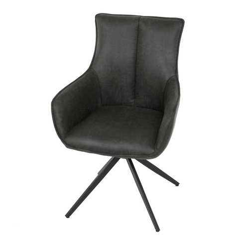 Jídelní židle šedá látka, otočný mechanismus 360°, černý kov