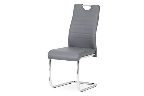 Jídelní židle koženka šedá / chrom