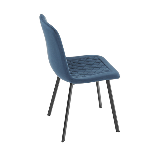 Židle jídelní, modrý samet, kov černý mat