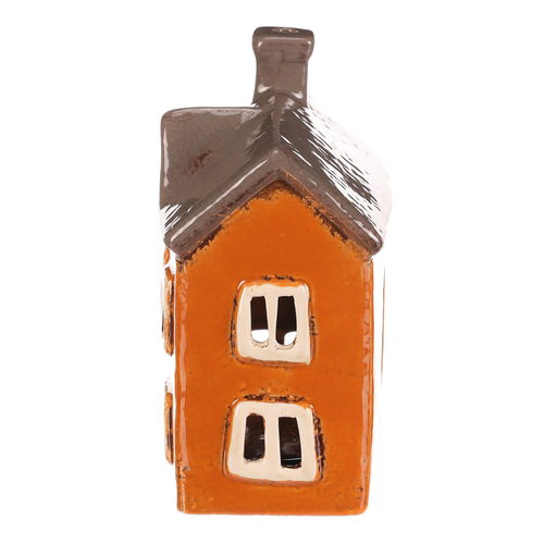 Domeček keramický - na čajovou svíčku, oranžový