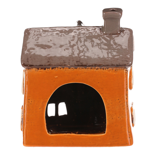 Domeček keramický - na čajovou svíčku, oranžový