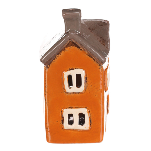 Domeček keramický - na čajovou svíčku, oranžový