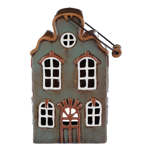 Domeček keramický - na čajovou svíčku, zelený