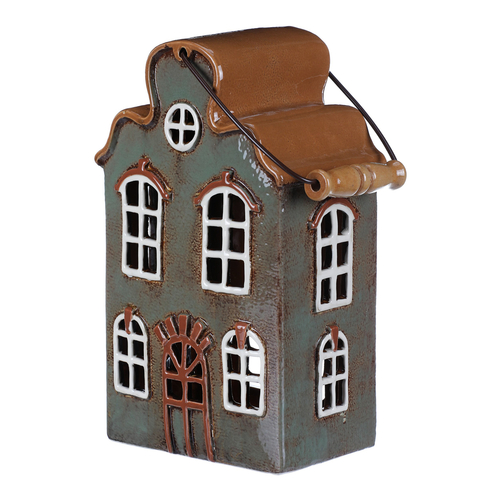 Domeček keramický - na čajovou svíčku, zelený