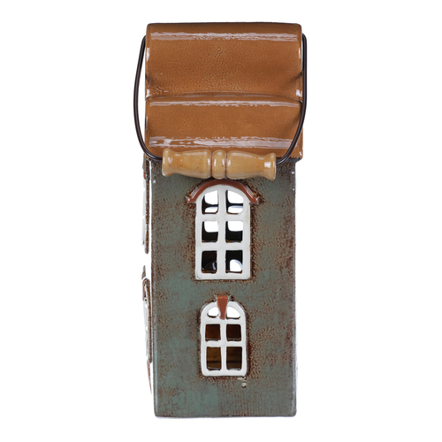 Domeček keramický - na čajovou svíčku, zelený