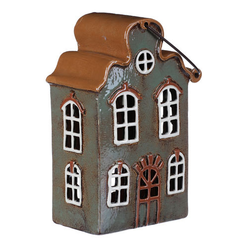 Domeček keramický - na čajovou svíčku, zelený