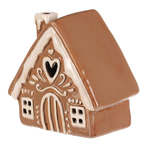 Domeček keramický - na čajovou svíčku, barva hnědá