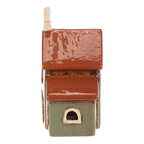 Domeček keramický - kostelík, na čajovou svíčku, zelený